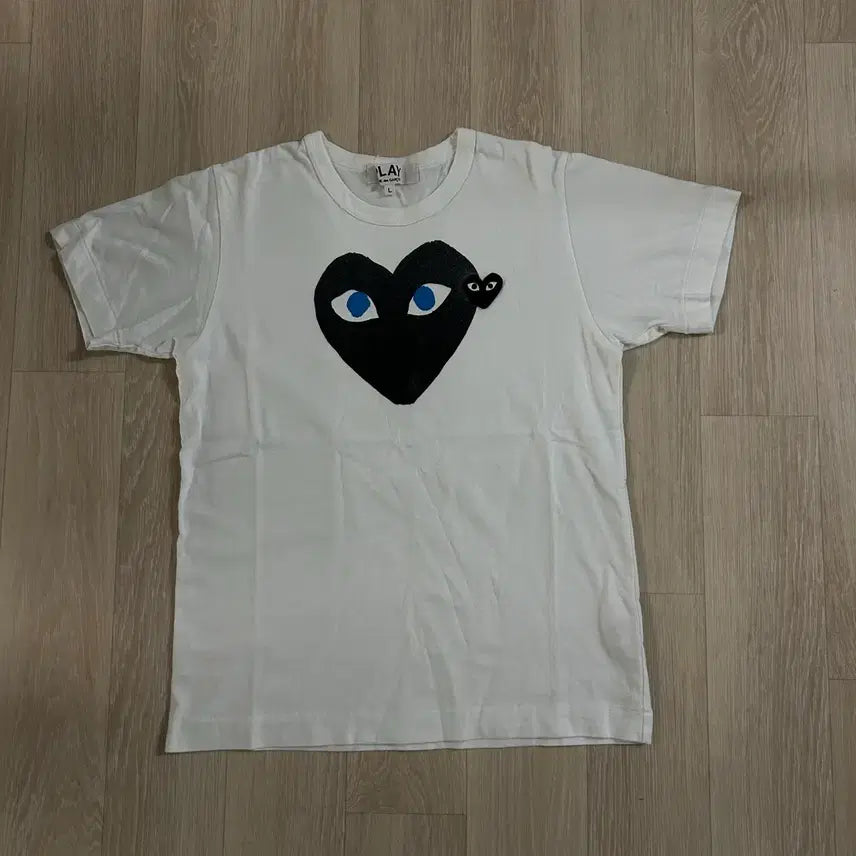 [BUNJANG] Comme des Garçons PLAY Black Heart Blue Eye T-Shirt White L / 플레이 꼼데가르송 블랙 하트 블루 아이 티셔츠 화이트 L