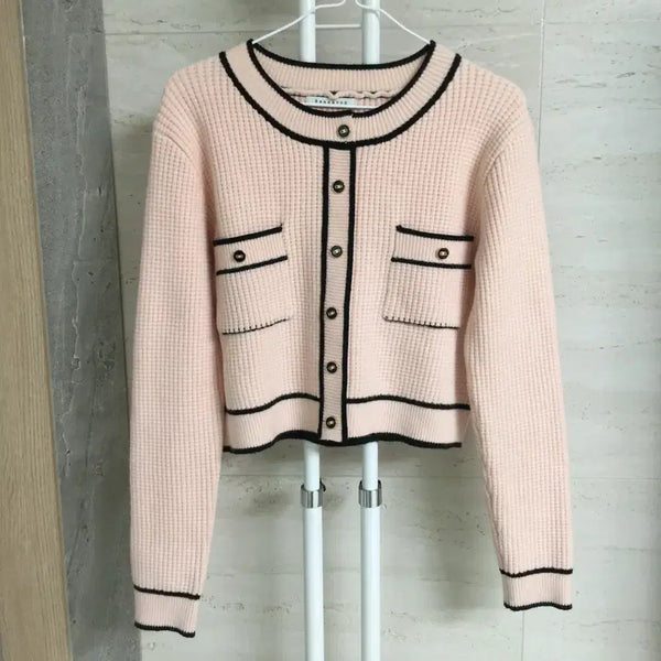 [BUNJANG] Lenibon 22 Colorblock Trim Tweed Cardigan S / 레니본 22 배색라인 트위드 가디건 S