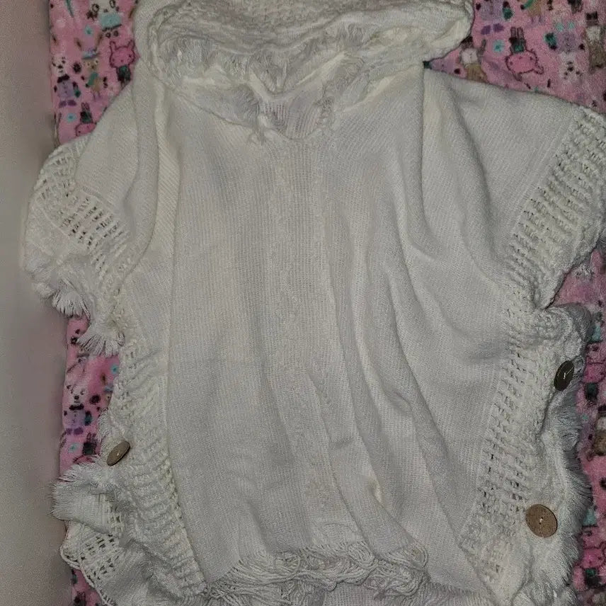 [BUNJANG] Ivory Vintage Hooded Poncho Cape / 아이보리 빈티지 후드 판쵸 케이프 (오늘만2 -> 1.5