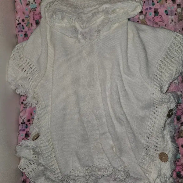 [BUNJANG] Ivory Vintage Hooded Poncho Cape / 아이보리 빈티지 후드 판쵸 케이프 (오늘만2 -> 1.5