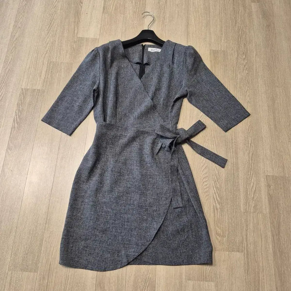 [BUNJANG] Romi. Story Grey Wrap Dress Size 66 / Romi. story.  랩 원피스 그레이사이즈66