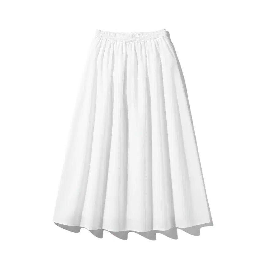 [BUNJANG] Women's Imported Banding Flare Long Skirt (White) / 여성F/ 수입 밴딩 플레어 롱 스커트WH