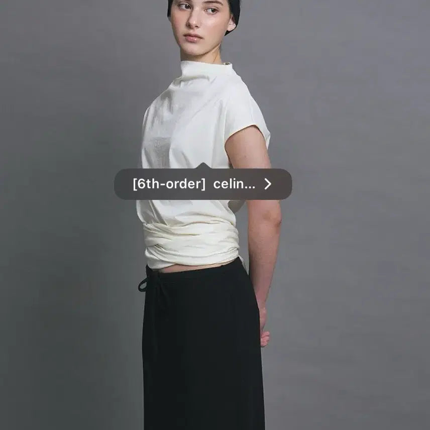 [BUNJANG] Renui Twist Jersey Blouse Cream / 르누이 트위스트 저지 블라우스 크림