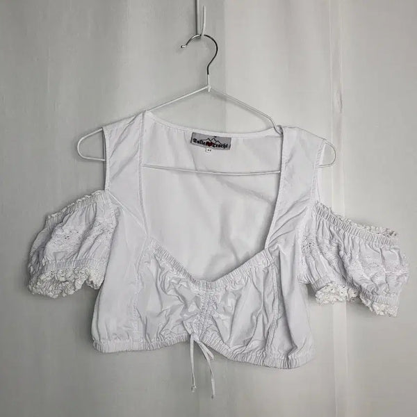 [BUNJANG] Vintage Munich Dirndl Style White Blouse Cotton Lace Frill / 빈티지 뮌헨 디른들 화이트 블라우스