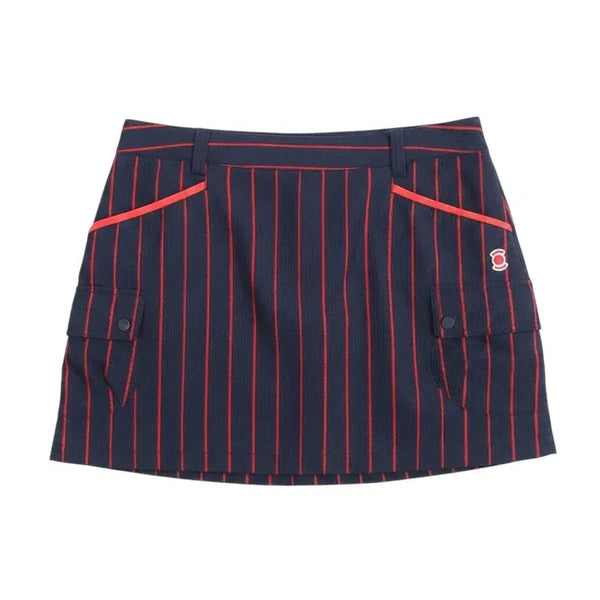 [BUNJANG] Wide Angle Women's Striped Golf Skirt Navy / 여성 67-94/ 와이드앵글 스트라이프 골프스커트NV