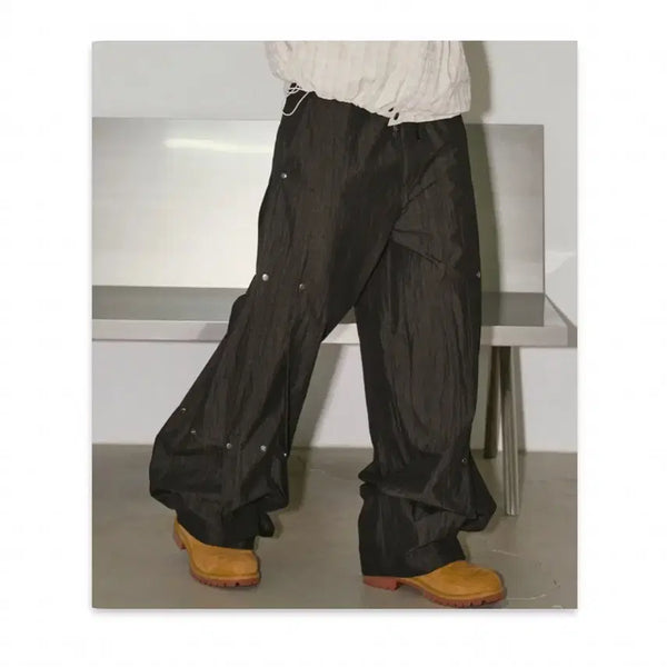 [BUNJANG] Travel C.N. Side Snap Black Pants (Size S) / S사이즈 택포) 트래블 씨엔 사이드 스냅 블랙 팬츠