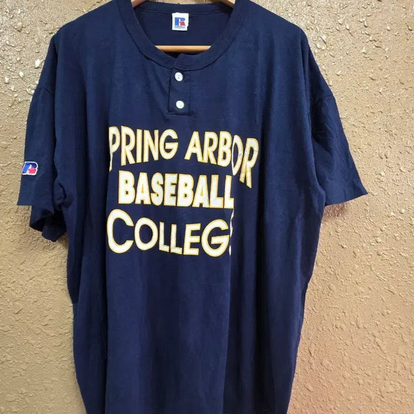 [BUNJANG] Russell Athletic College Baseball T-Shirt Navy / 러셀 스프링 아버 베이스볼 칼리지 반팔 티셔츠 네이비