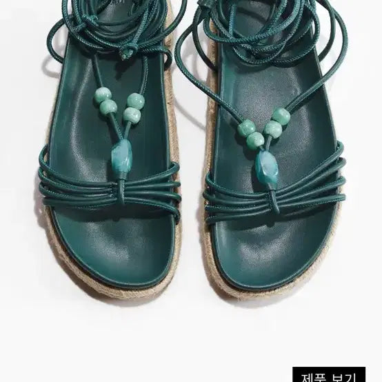 [BUNJANG] Espadrille Sandals Teal / 스트랩 에스파드리유 샌들 청록색