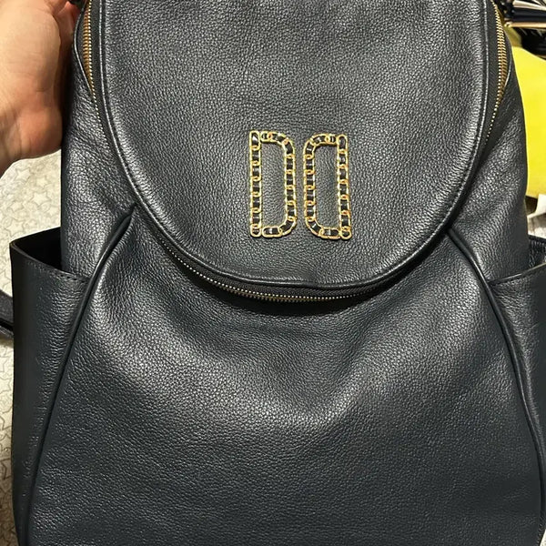 [BUNJANG] Daks Navy Leather Backpack / 닥스 로고 네이비 가죽 백팩