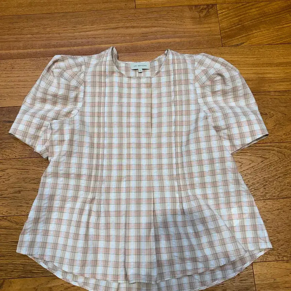 [BUNJANG] Remateus Check Short Sleeve Blouse / 리매튜스 체크 반팔 블라우스