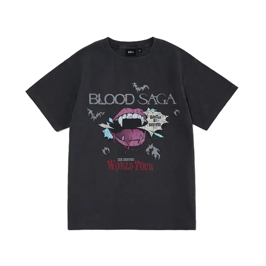 [BUNJANG] ENHYPEN Blood Saga World Tour T-Shirt Charcoal S / 엔하이픈 블러드 사가 반팔 티셔츠 차콜S