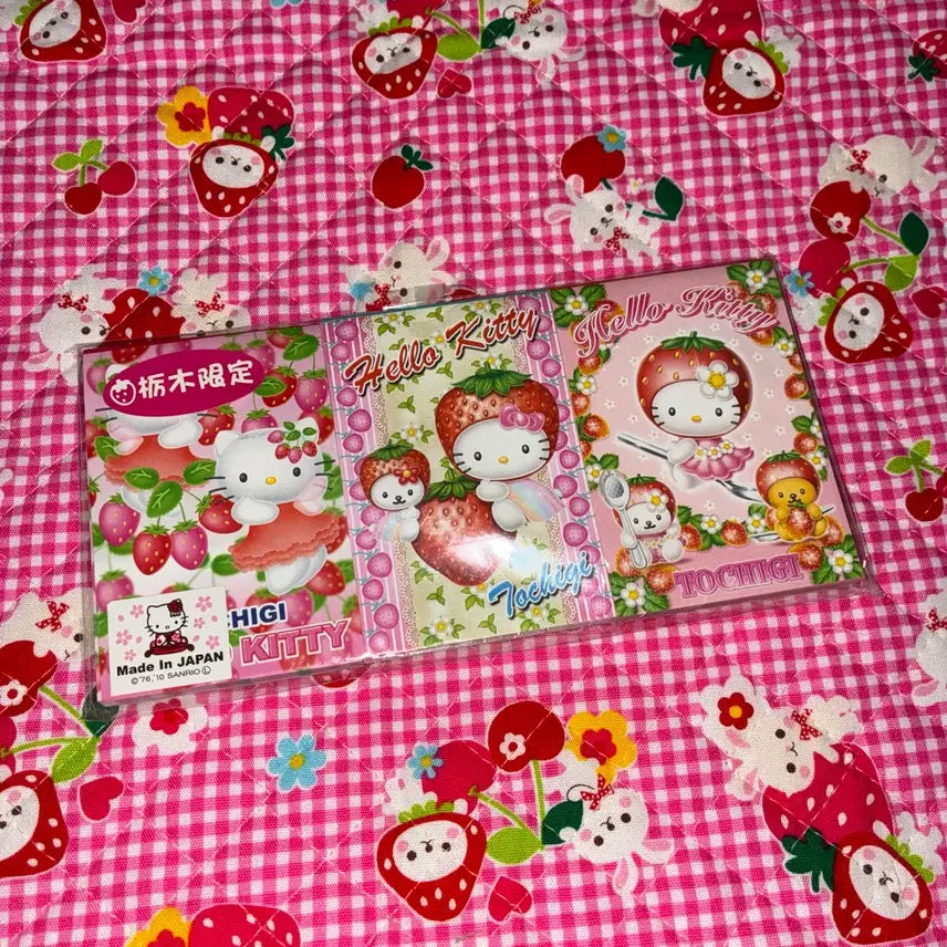 [BUNJANG] Sanrio Strawberry Kitty Mini Memo Pad Set (3 Types) / [미사용] 딸기 키티 미니 메모지 3종 고전 메모 산리오 다꾸 고전문구