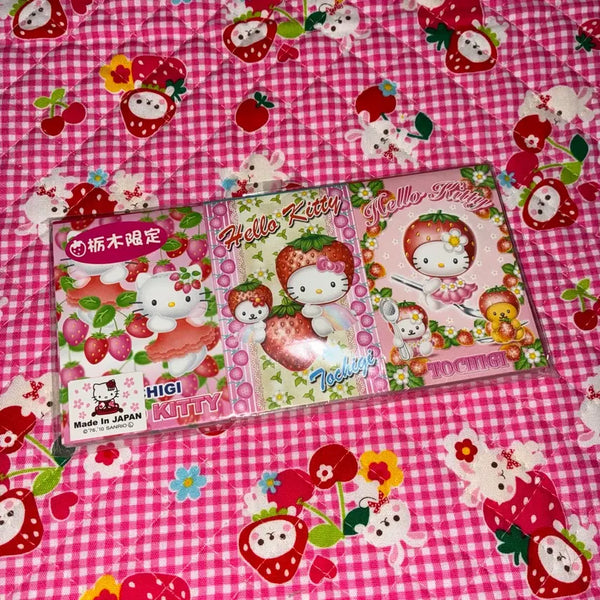[BUNJANG] Sanrio Strawberry Kitty Mini Memo Pad Set (3 Types) / [미사용] 딸기 키티 미니 메모지 3종 고전 메모 산리오 다꾸 고전문구