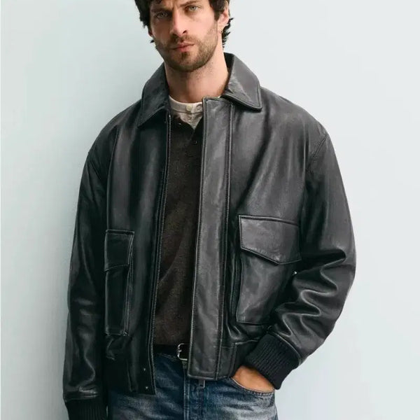 [BUNJANG] ZARA A-2 Leather Jacket Black Size S / S 자라 ZARA 26년 신상품 레더 A2 A-2양가죽자켓 블랙 새제품