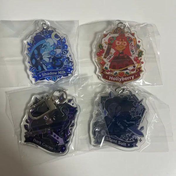 [BUNJANG] Cookie Run Kingdom Acrylic Keyring Bundle Set - Shadow Milk, Silent Salt, Holly Berry, Dark Cacao / 일괄) 쿠키런 킹덤 위대한 왕국의 유산 아크릴 키링 쉐도우 밀크 등