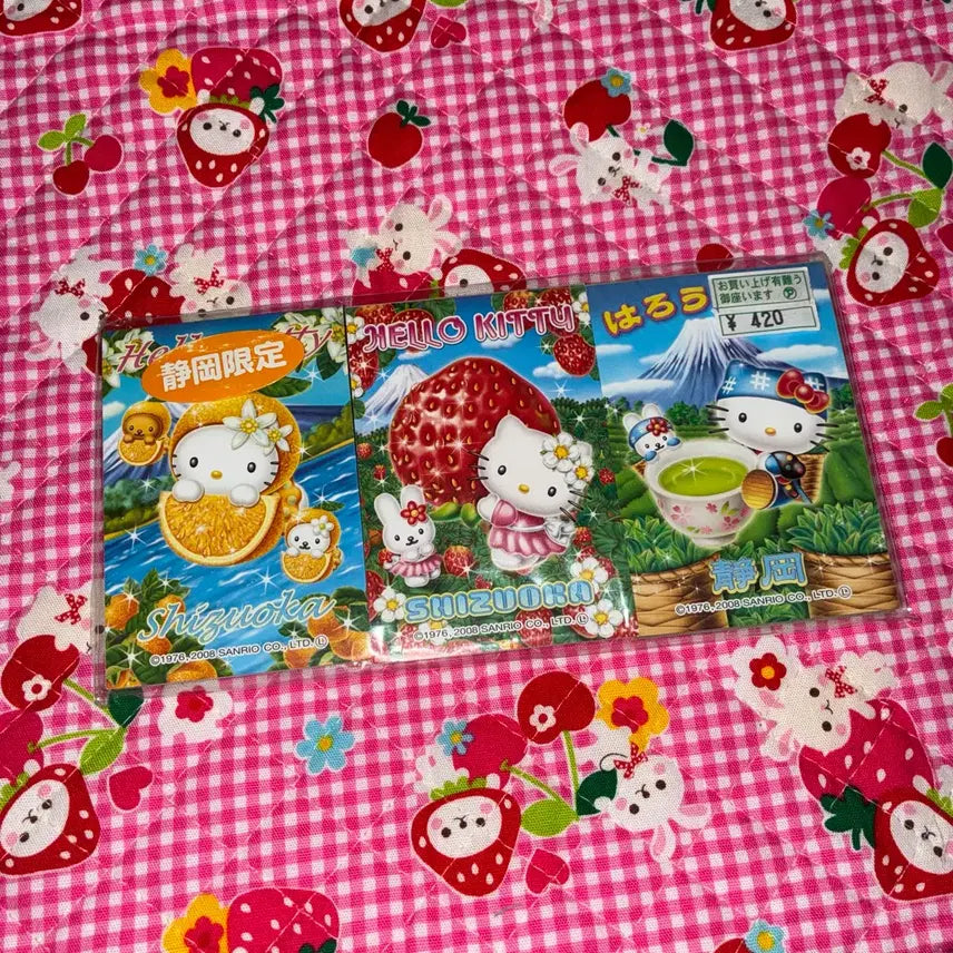[BUNJANG] Sanrio Kitty 3-Set Mini Memo Pads (Strawberry, Orange, Green Tea) - Vintage / [미사용] 과일 딸기 오렌지 녹차 키티 3종 메모지 고전 다꾸 산리오 메모 고전문구