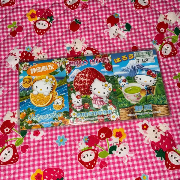 [BUNJANG] Sanrio Kitty 3-Set Mini Memo Pads (Strawberry, Orange, Green Tea) - Vintage / [미사용] 과일 딸기 오렌지 녹차 키티 3종 메모지 고전 다꾸 산리오 메모 고전문구