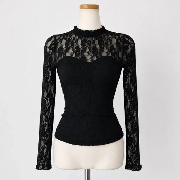 [BUNJANG] Ma*rs Classic Black Lace Top / 마즈 ma*rs 오네갸루 고전 블랙 레이스 탑