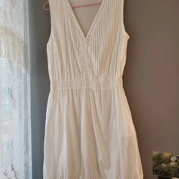 [BUNJANG] Vintage Victoria White Crochet Lace Dress / 빈티지 빅토리아 화이트 크로셰 원피스