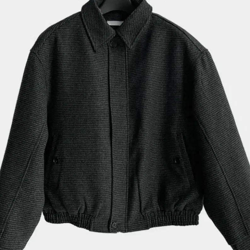 [BUNJANG] Vintage Wool Houndstooth Check Blouson Jacket / 빈티지 울 하운드 체크 블루종