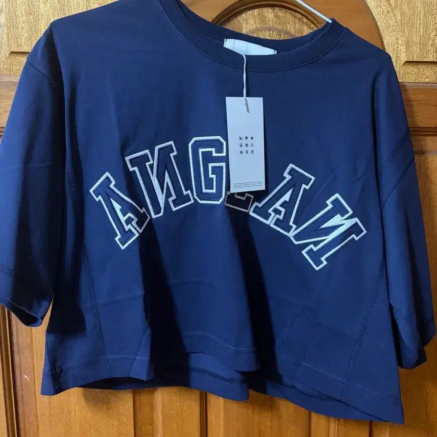 [BUNJANG] Angrun Women's Cropped T-Shirt Navy / 앵글런 여성 크롭티