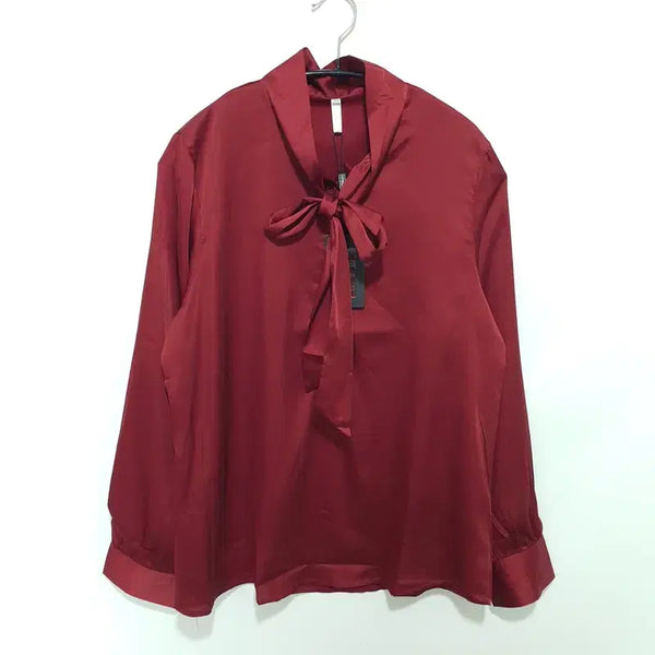 [BUNJANG] Women's Satin Ribbon Tie Blouse XXXL / 여성 새틴 리본 타이 블라우스 XXXL_M3100