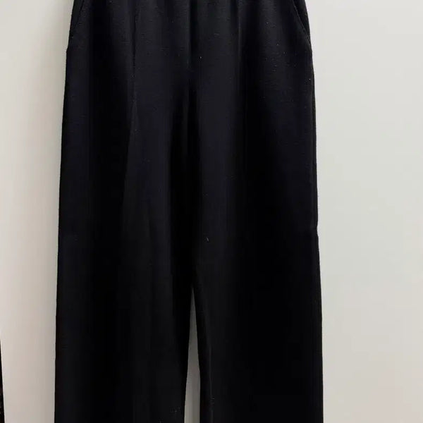 [BUNJANG] Ivory Color Block Wide Knit Pants / 블랙 와이드 니트 팬츠 아이보리 배색