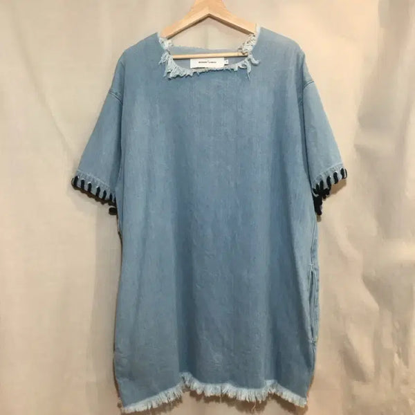 [BUNJANG] Marques Almeida Light Wash Distressed Mini Denim Dress XS / 마르케스 알메이다 연청 미니 데님 원피스 XS