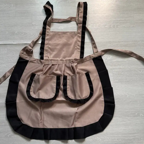 [BUNJANG] Satin Frill Apron / 새틴 프릴 앞치마 핑크 블랙