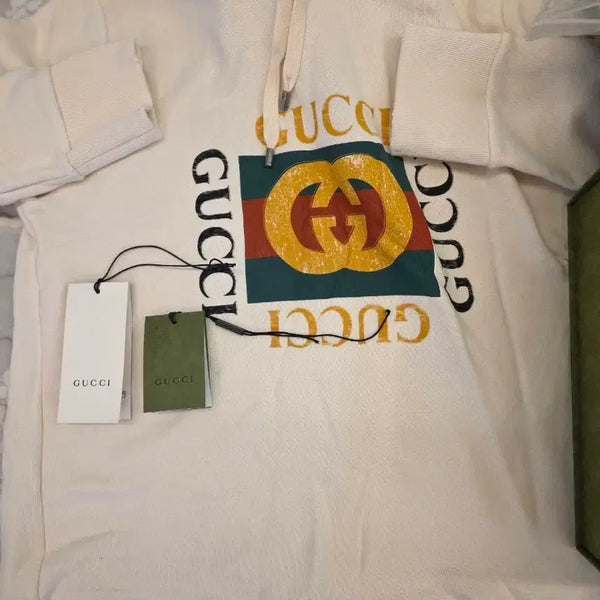[BUNJANG] Gucci Logo Hoodie Ivory / 구찌 로고 후드티 아이보리 새상품