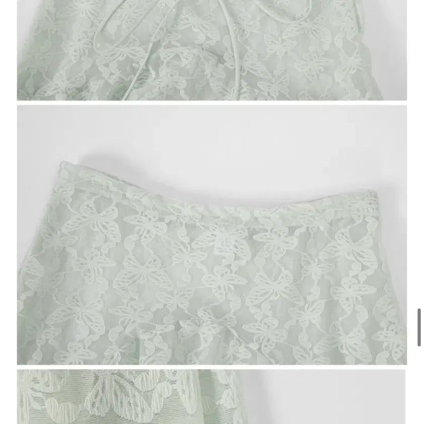 [BUNJANG] Minnie Jena Lace Long Skirt Mint Butterfly Pattern / 민지에나 lace long skirt mint butterfly