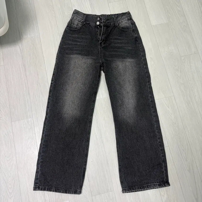 [BUNJANG] Black Denim Wide Pants / 검정색 데님 와이드 팬츠