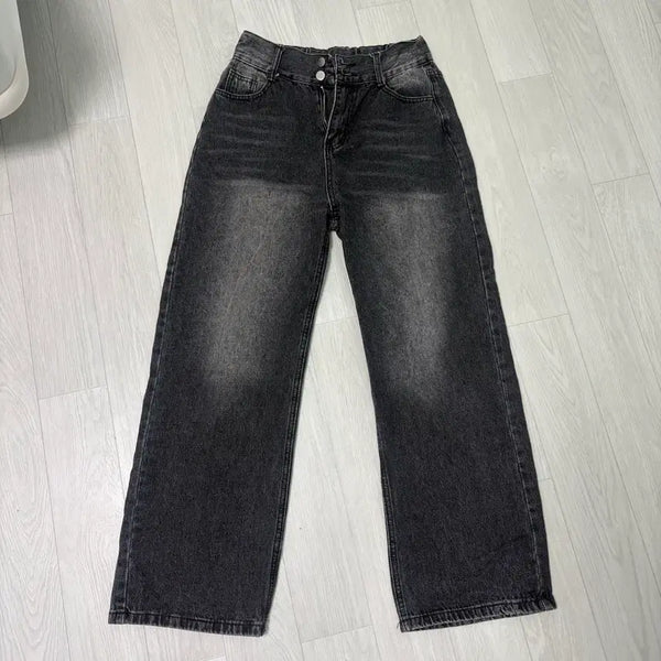 [BUNJANG] Black Denim Wide Pants / 검정색 데님 와이드 팬츠
