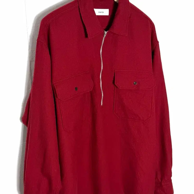 [BUNJANG] Maka Half-Zip Wool Shirt Dark Red / 마카 셔츠