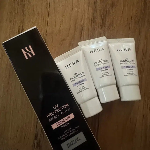 [BUNJANG] Hera Tone-Up Sun Cream Set - Peach 50ml & Lavender 15ml x3 / 헤라 톤업 선크림 피치 50ml+라벤더 15ml*3