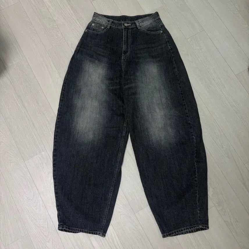 [BUNJANG] Baggy Fit Wide Denim Jeans - Black / 배기핏 청바지 와이드 데님 블랙