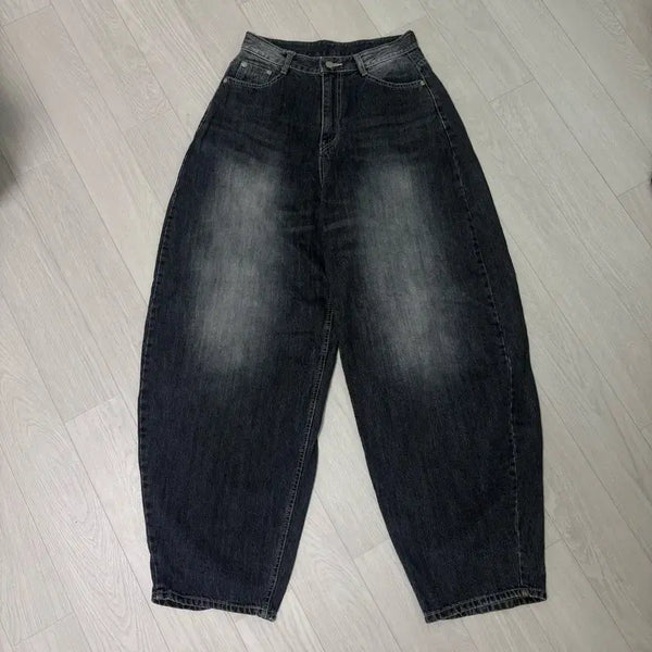 [BUNJANG] Baggy Fit Wide Denim Jeans - Black / 배기핏 청바지 와이드 데님 블랙