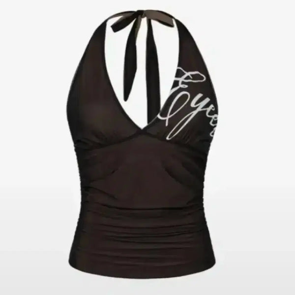 [BUNJANG] Eyeer Black Halterneck Shirring Sleeveless Top / (착샷o) Eyeer 블랙 홀터넥 셔링 나시