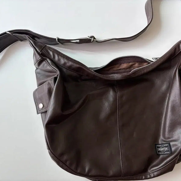 [BUNJANG] Porter Freestyle Large Half Moon Bag Brown / 포터 프리스타일 라지 반달백 브라운