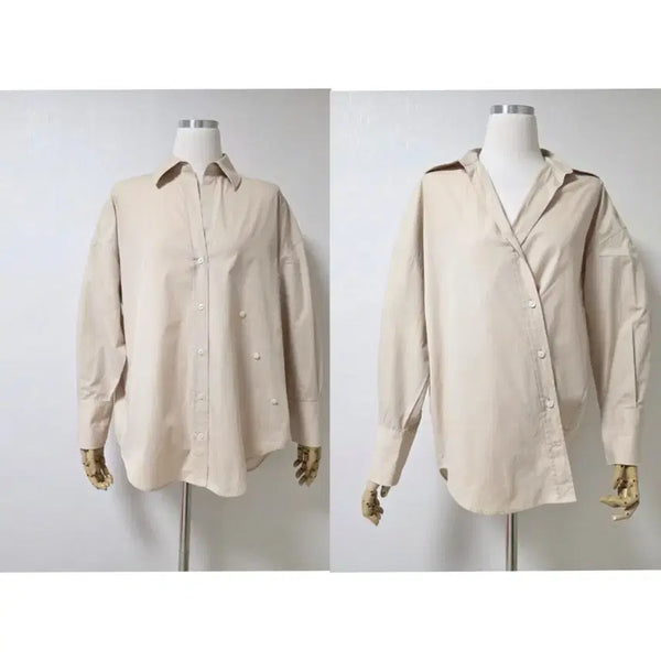 [BUNJANG] Zara Women's Relaxed Fit Shirt Beige / 자라 루즈핏 셔츠 여성 F 베이지