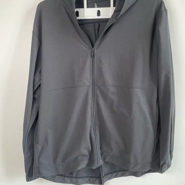 [BUNJANG] DANSKIN Back Slit Hooded Zip-Up Jacket Charcoal L / 단스킨 백슬릿 후드 집업 재킷 차콜 L (55-66)