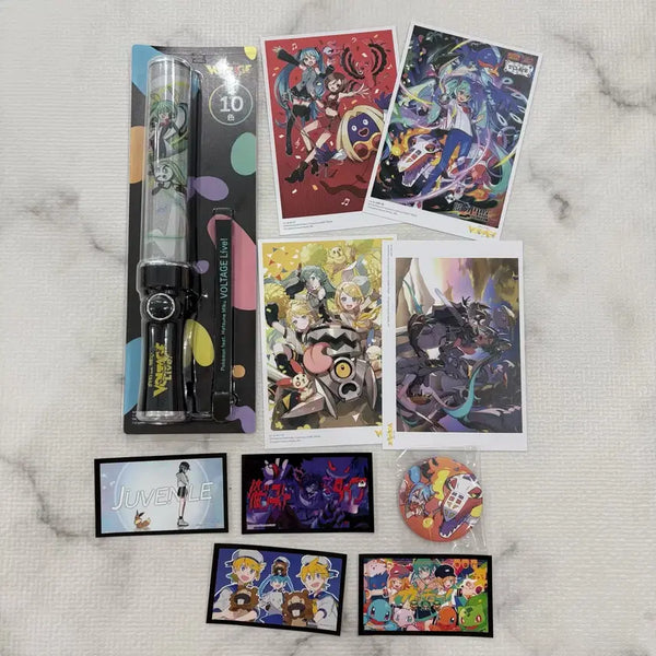 [BUNJANG] Pokemon x Hatsune Miku Rin Len Meiko Photocard Sticker Badge Penlight Bundle Set / 포케미쿠 하츠네 미쿠 카가미네 린 렌 메이코 포카 스티커 뱃지 펜라이트 응원봉