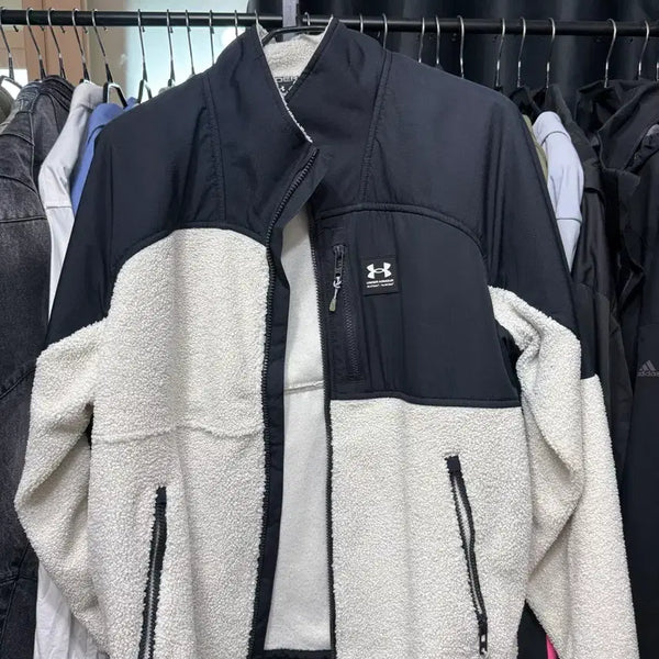 [BUNJANG] Under Armour Fleece Jacket Black/White / 언더아머 플리스 자켓 블랙/화이트