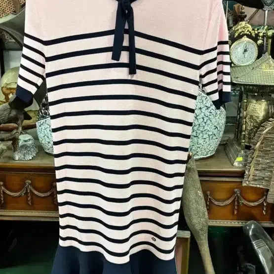 [BUNJANG] Lucky Chouette Striped Ruffle Midi Dress / 럭키슈에뜨.