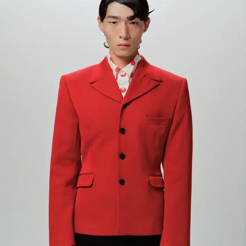 [BUNJANG] gmbh Collection 4-Button Red Blazer Size 44 / gmbh 컬렉션 4버튼 레드 블레이저 44