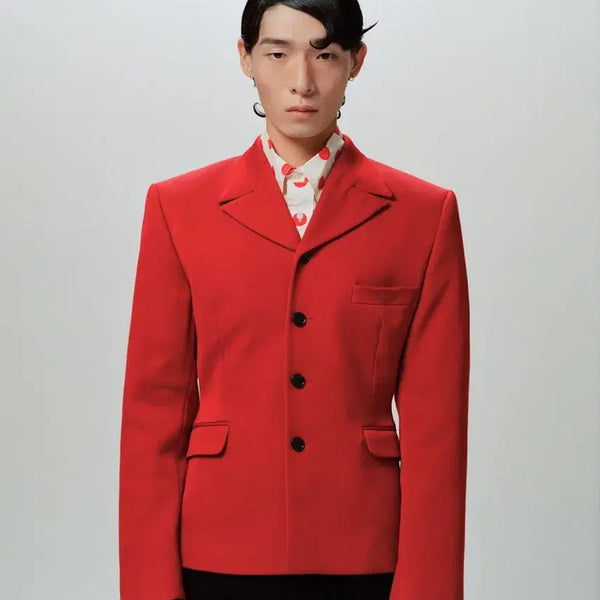 [BUNJANG] gmbh Collection 4-Button Red Blazer Size 44 / gmbh 컬렉션 4버튼 레드 블레이저 44