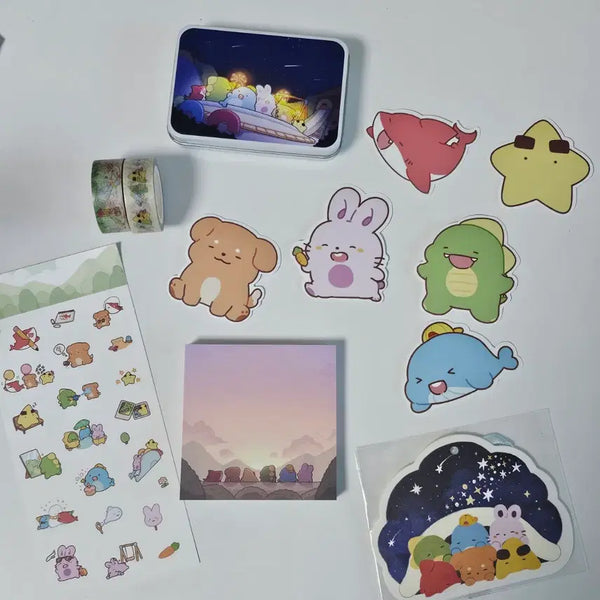 [BUNJANG]  잠뜰 Pixel 2024 Season's Greetings Tin Case Stickers, Washi Tape, Memo Pad, SPAO Ornament Bundle Set / 잠뜰 픽셀리 2024 시즌그리팅 시그 틴케이스 스티커 마테 떡메 스파오 오너먼트 일괄