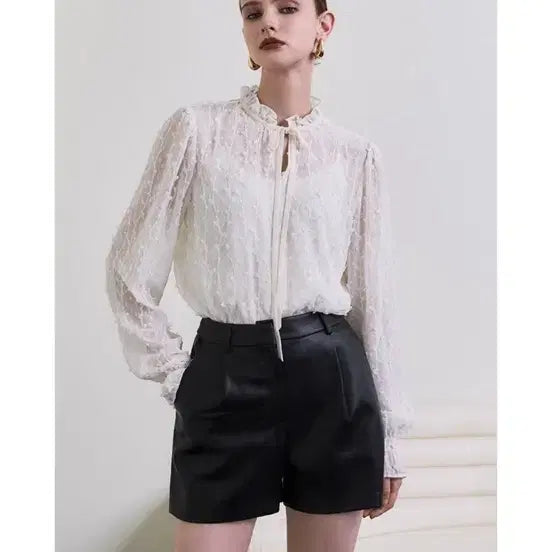 [BUNJANG] Karl Lagerfeld Velvet Ribbon Blouse / 칼라거펠트 벨벳 리본 블라우스