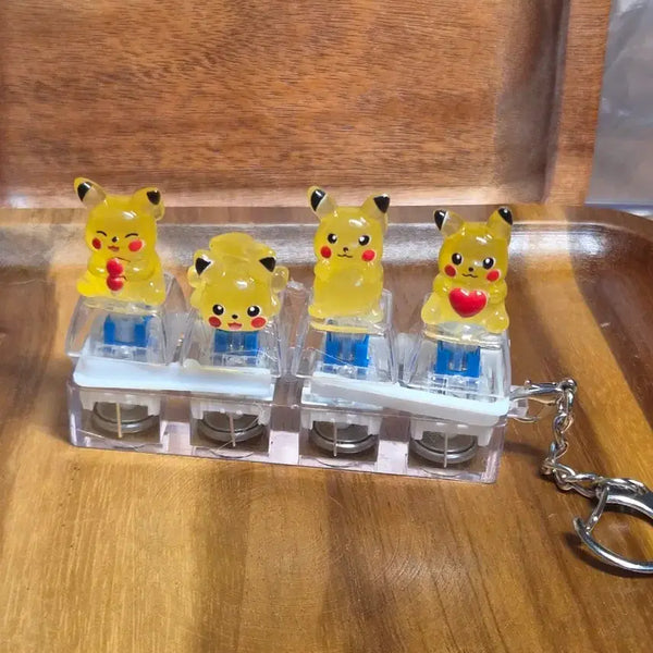 [BUNJANG] Handmade Pikachu Keycap Keychain Set with LED / (새상품)피카츄 수제키캡키링 [LED]