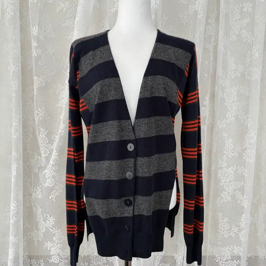 [BUNJANG] Stella McCartney Striped Wool & Silk Blend Cardigan / 38) 스텔라 맥카트니 스트라이프 패턴 가디건